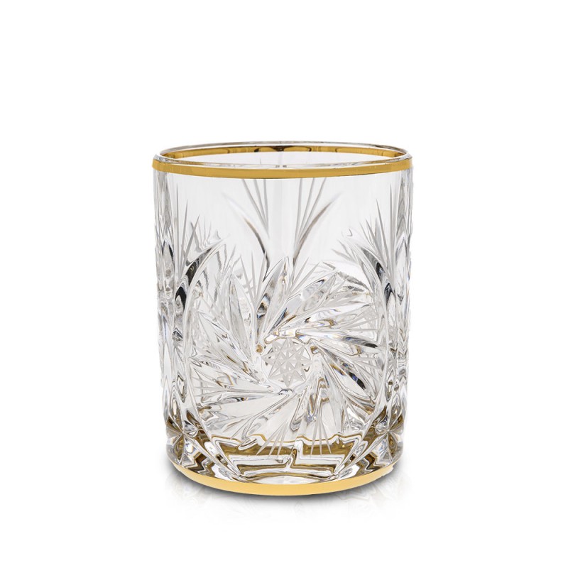 Чаша за уиски Bohemia 1845 Pinwheel Matt Cut and Gold 360ml, 6 броя
